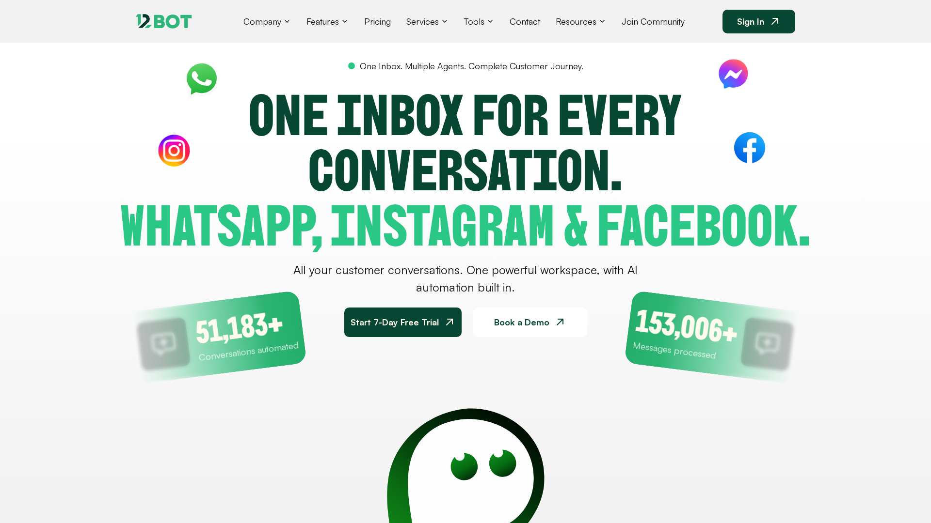 Homepage hero: One inbox for every conversation.